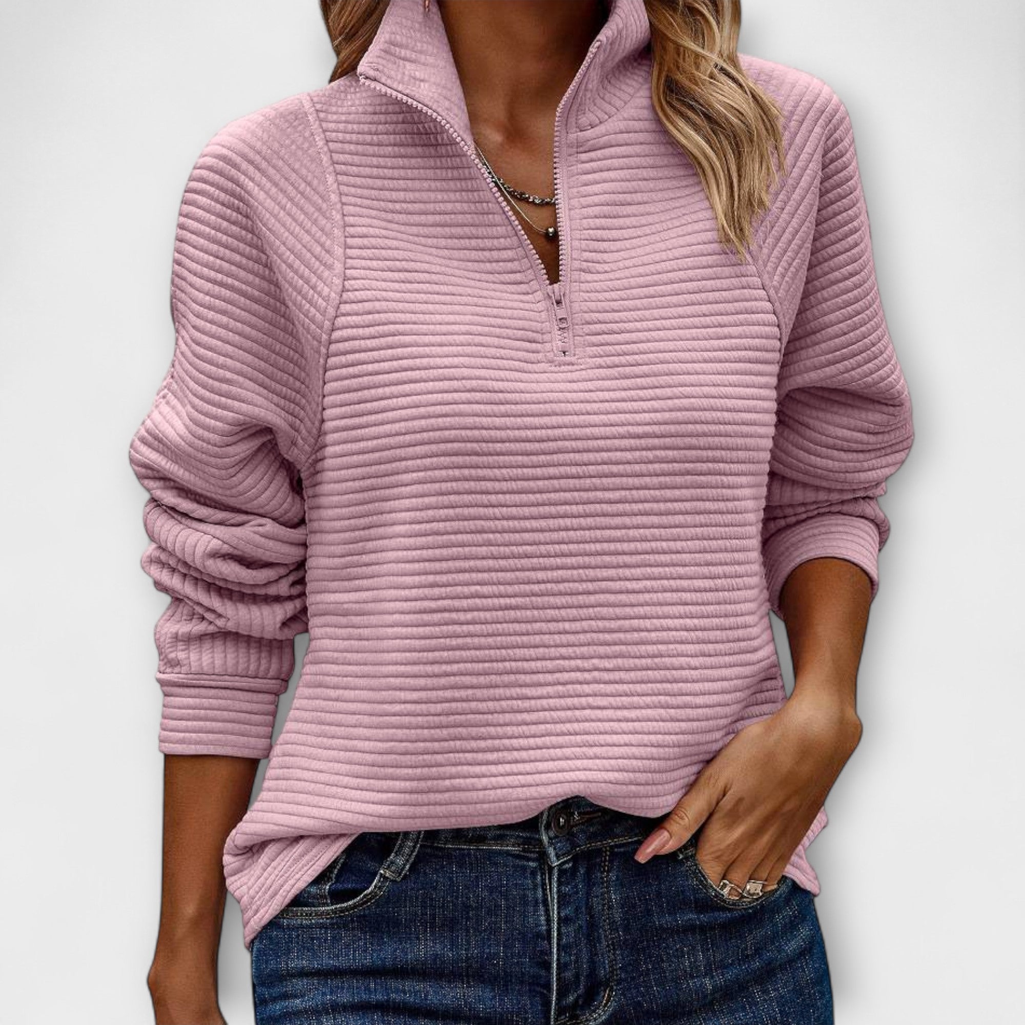 Vilja Women Half Zip Pullover V Neck Knitwear For Everyday