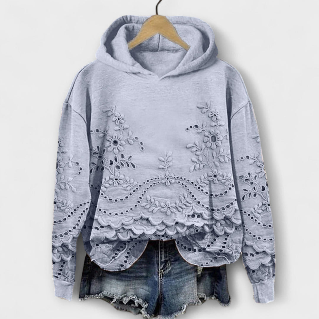 Grace Vintage Floral Hoodie With Embroidered Print Design