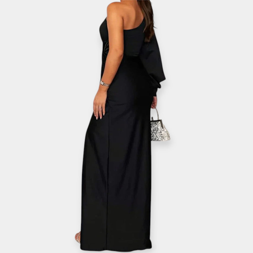 Emerald Green Maxi Dress One Shoulder With Front Slit