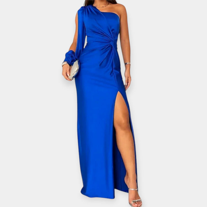 Emerald Green Maxi Dress One Shoulder With Front Slit