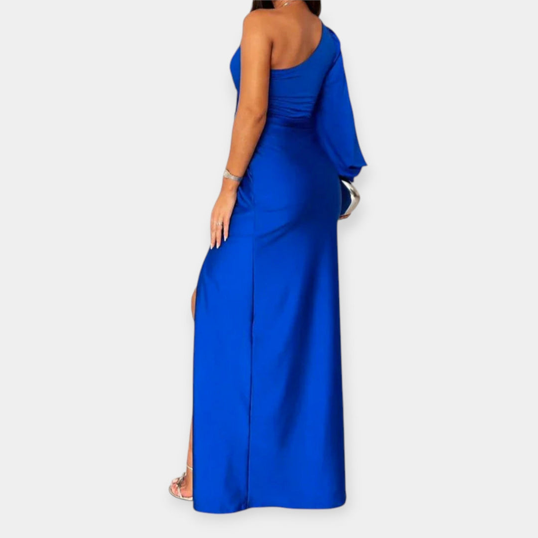Emerald Green Maxi Dress One Shoulder With Front Slit