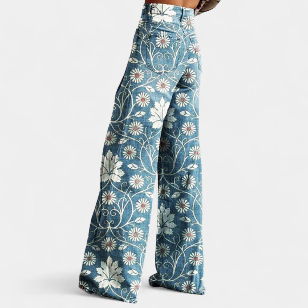 Melina High Waist Wide Leg Trousers In Retro Style