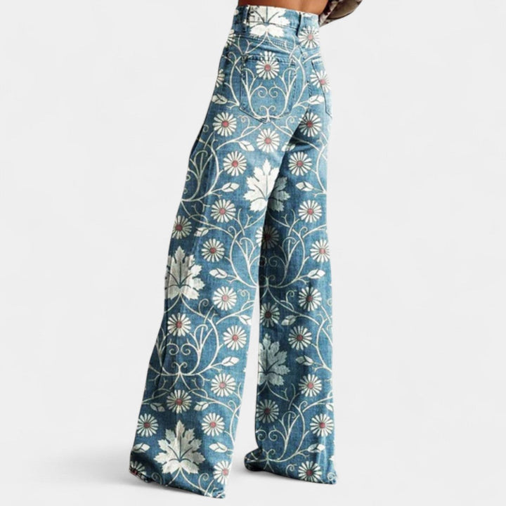Melina High Waist Wide Leg Trousers In Retro Style