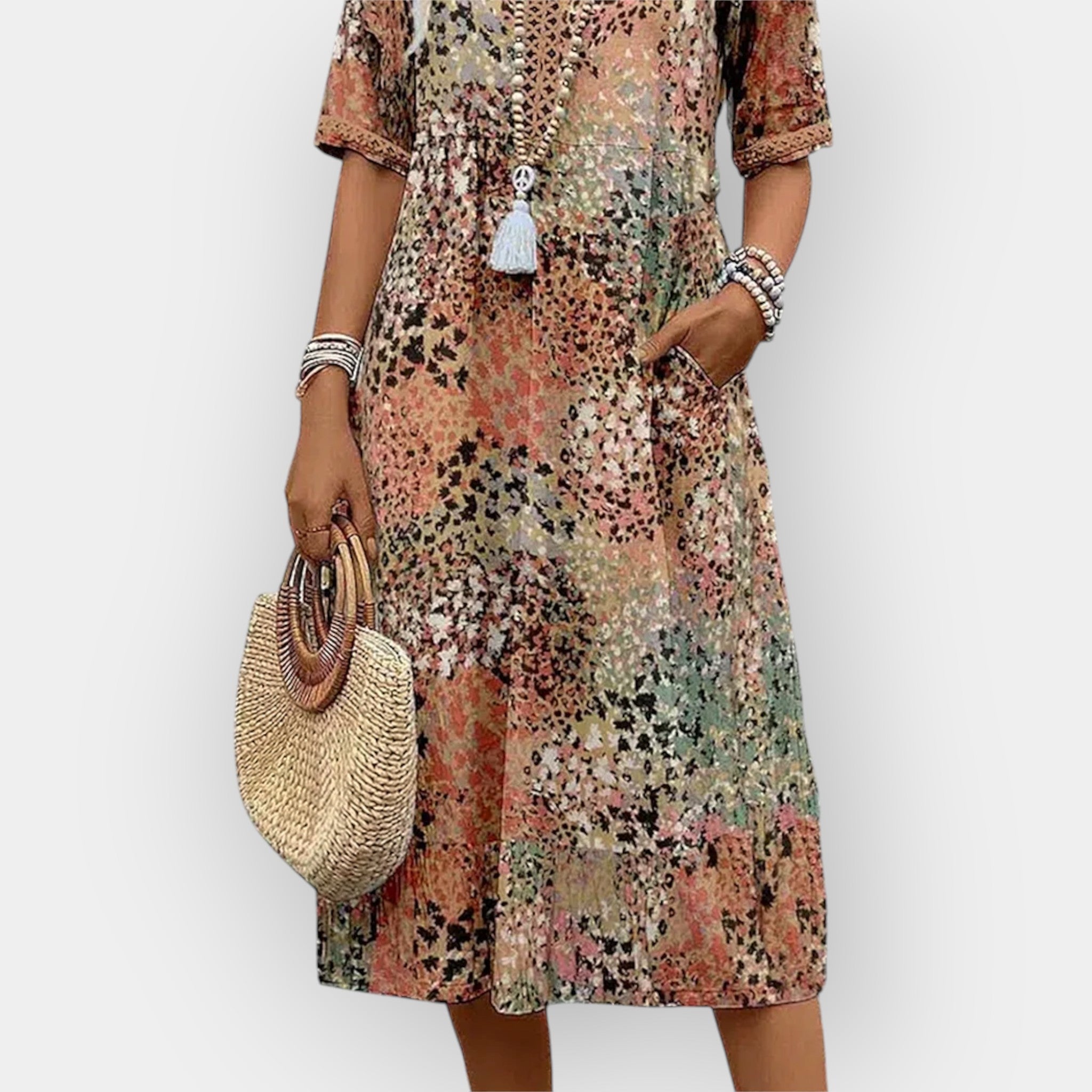 Floral Midi Dress Soft Lightweight Breathable Fabric