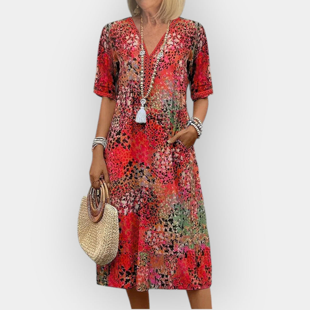 Floral Midi Dress Soft Lightweight Breathable Fabric