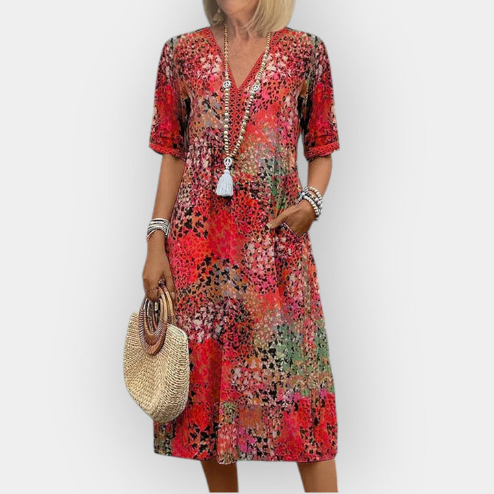 Floral Midi Dress Soft Lightweight Breathable Fabric
