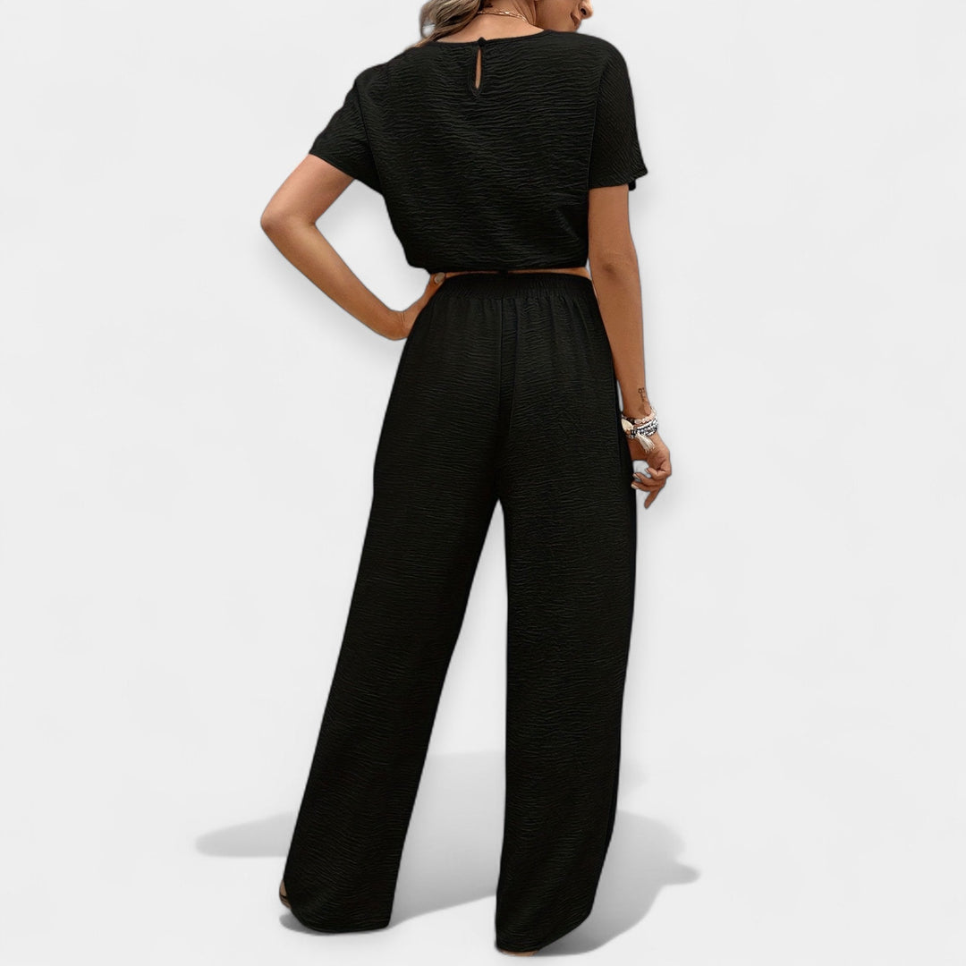 Stylish Loose Fit Set With Boho Top And Drawstring Trousers