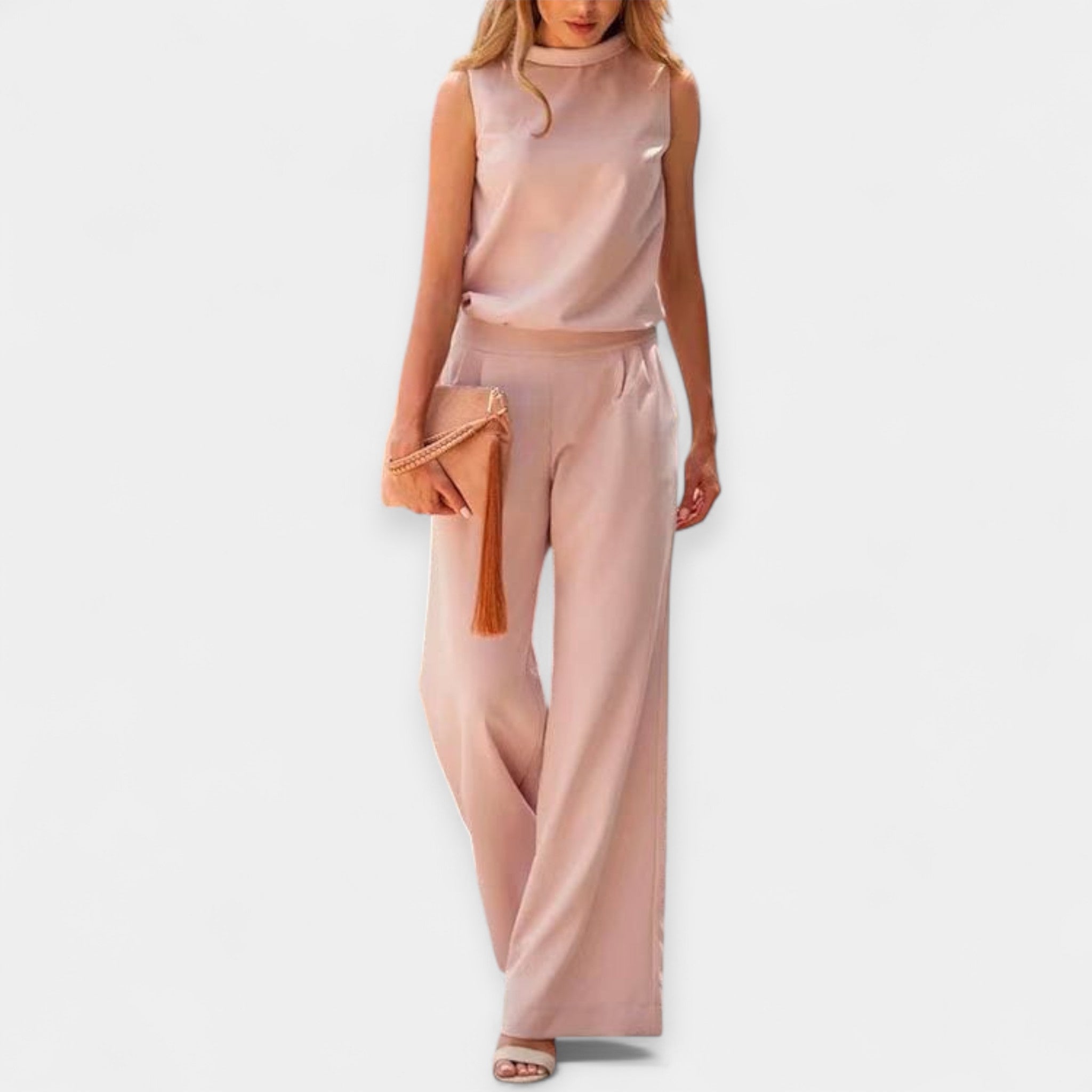 Airy Sleeveless Jumpsuit With Modern High Neck For Summer