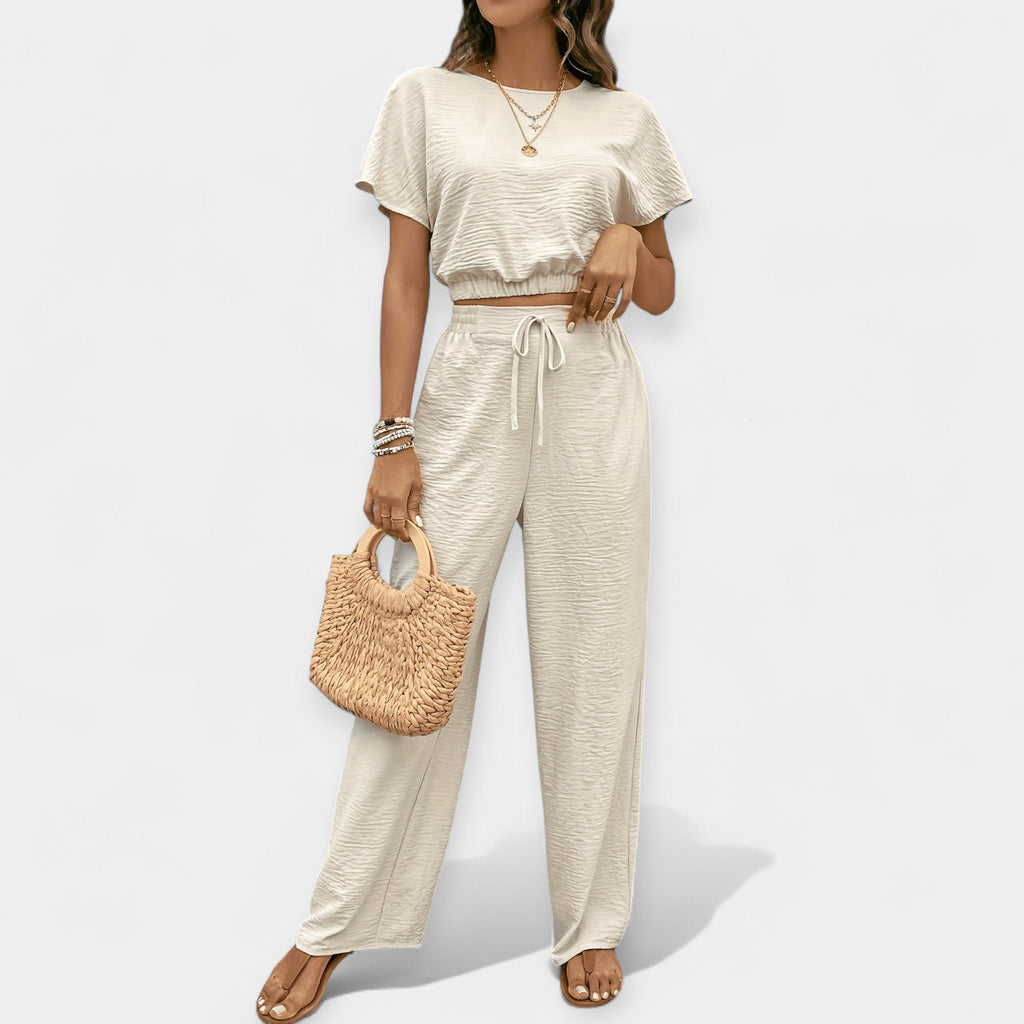 Stylish Loose Fit Set With Boho Top And Drawstring Trousers