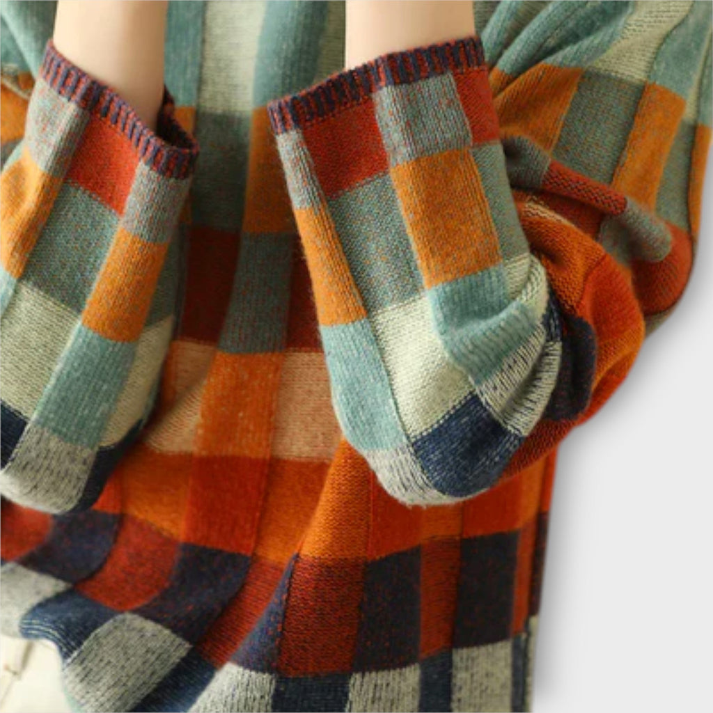 Erika Patchwork Rollneck Jumper For Cold Days Warmth