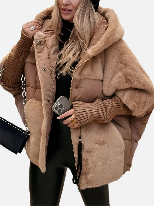 Ava Elegant Puffer Jacket With Teddy Mix For Winter Warmth