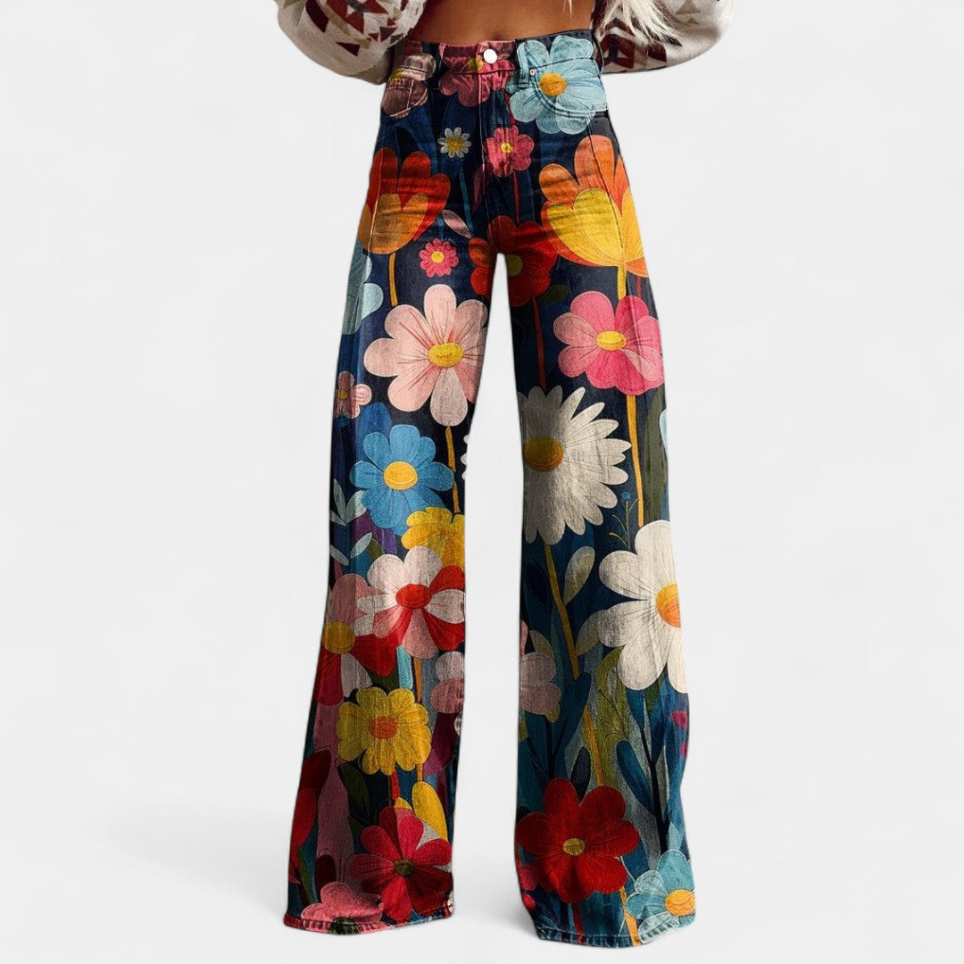 Melina High Waist Wide Leg Trousers In Retro Style
