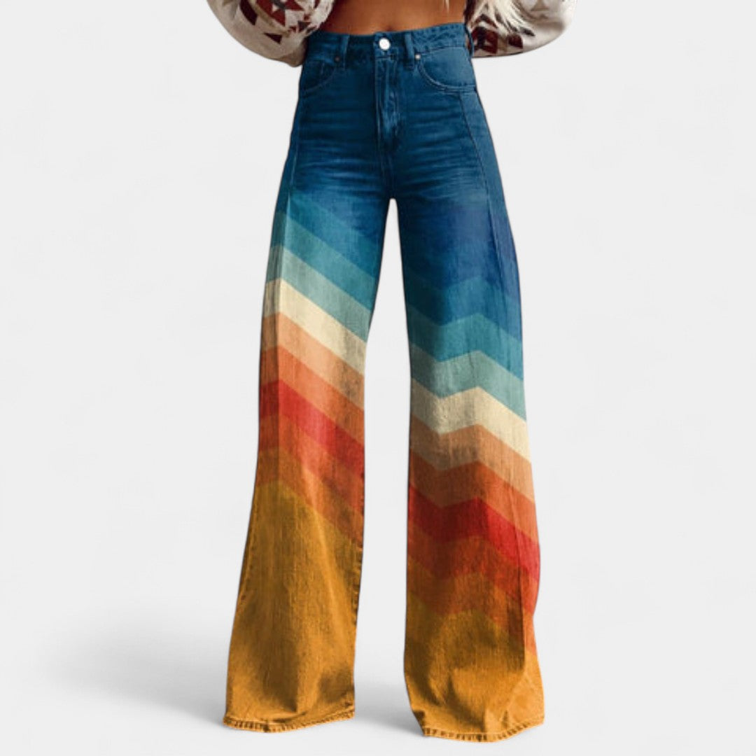 Melina High Waist Wide Leg Trousers In Retro Style