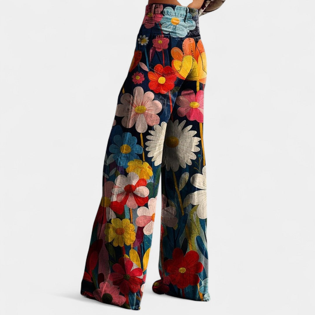 Melina High Waist Wide Leg Trousers In Retro Style