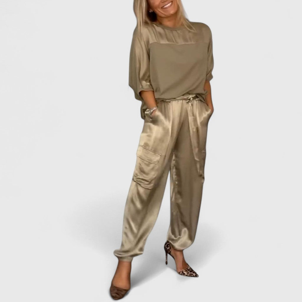 Artemis Satin Suit With Semi Gloss Finish And Refined Style