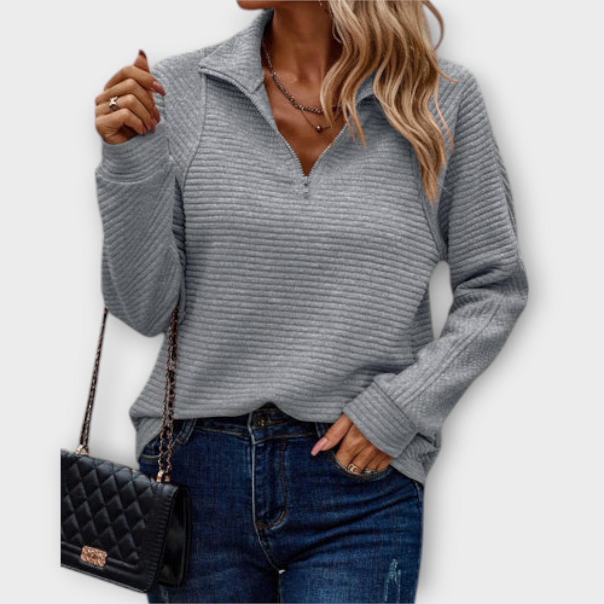 Vilja Women Half Zip Pullover V Neck Knitwear For Everyday