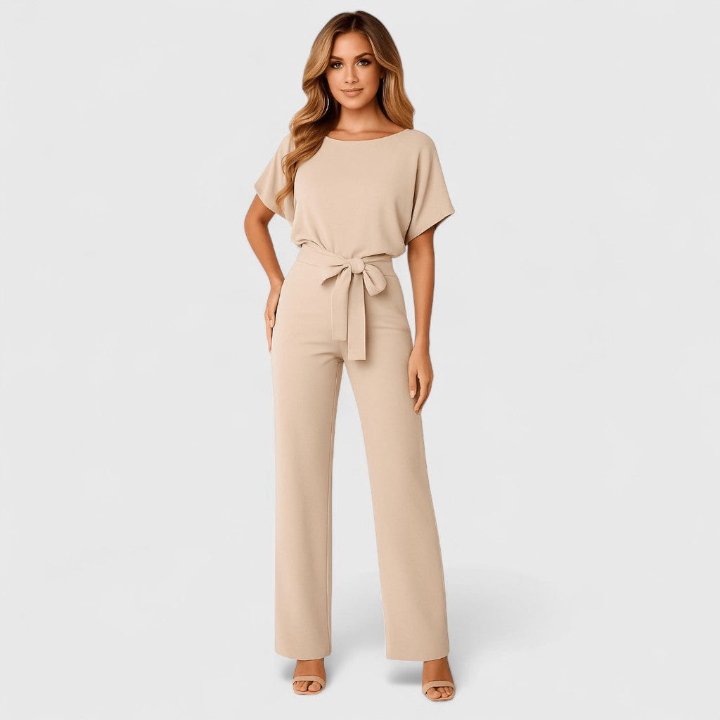 Parthenope Belt Tie Jumpsuit For Office And Evening Wear