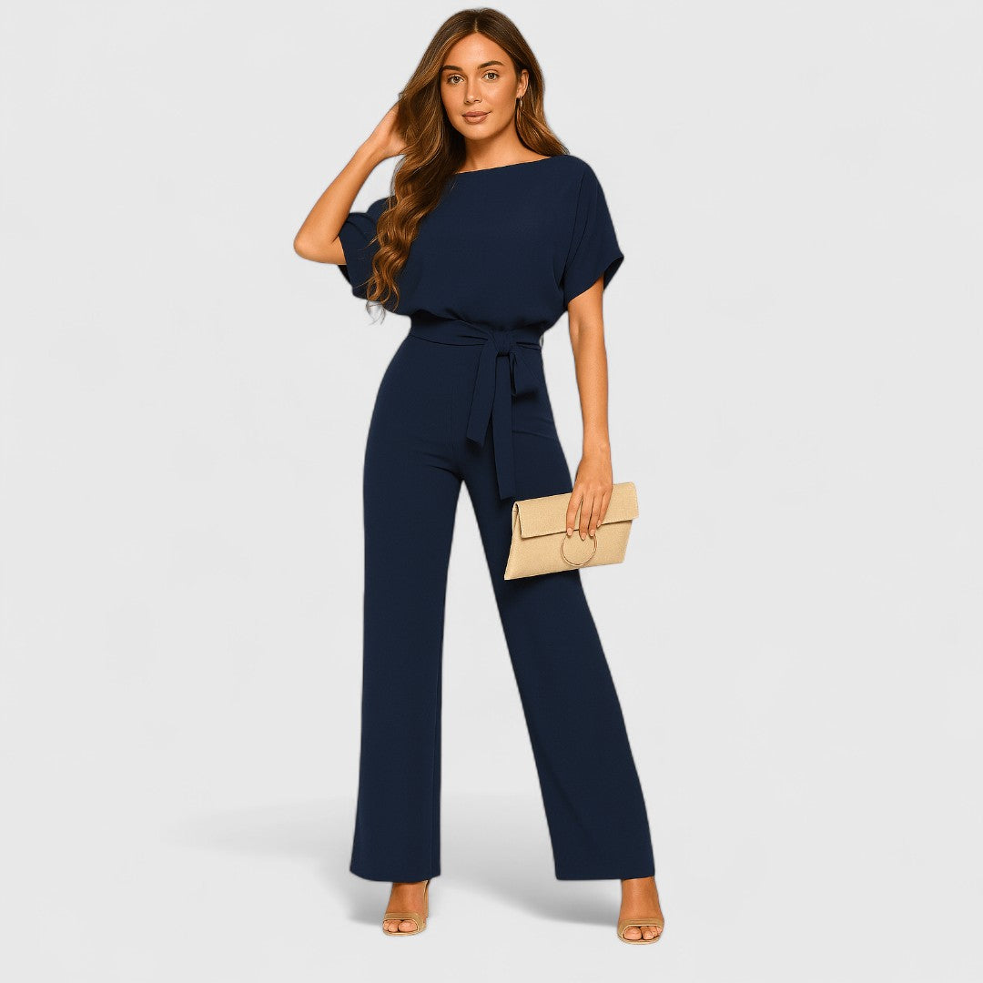 Parthenope Belt Tie Jumpsuit For Office And Evening Wear