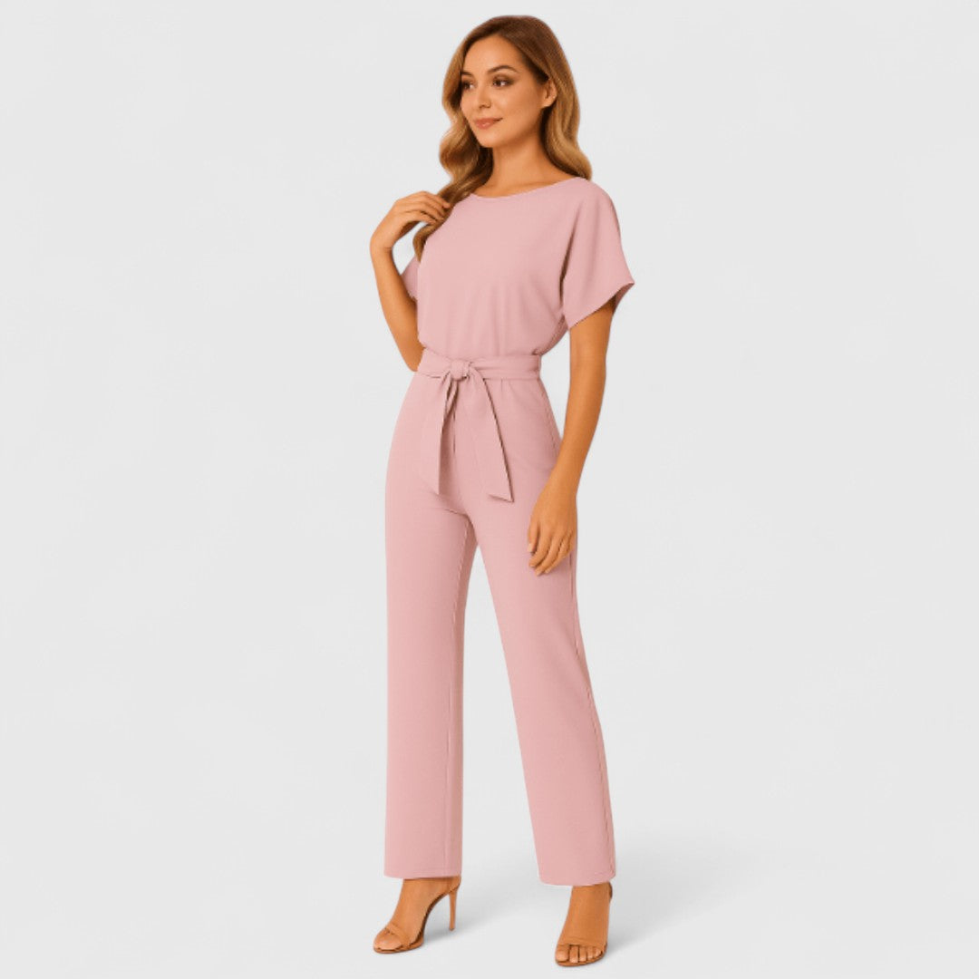 Parthenope Belt Tie Jumpsuit For Office And Evening Wear
