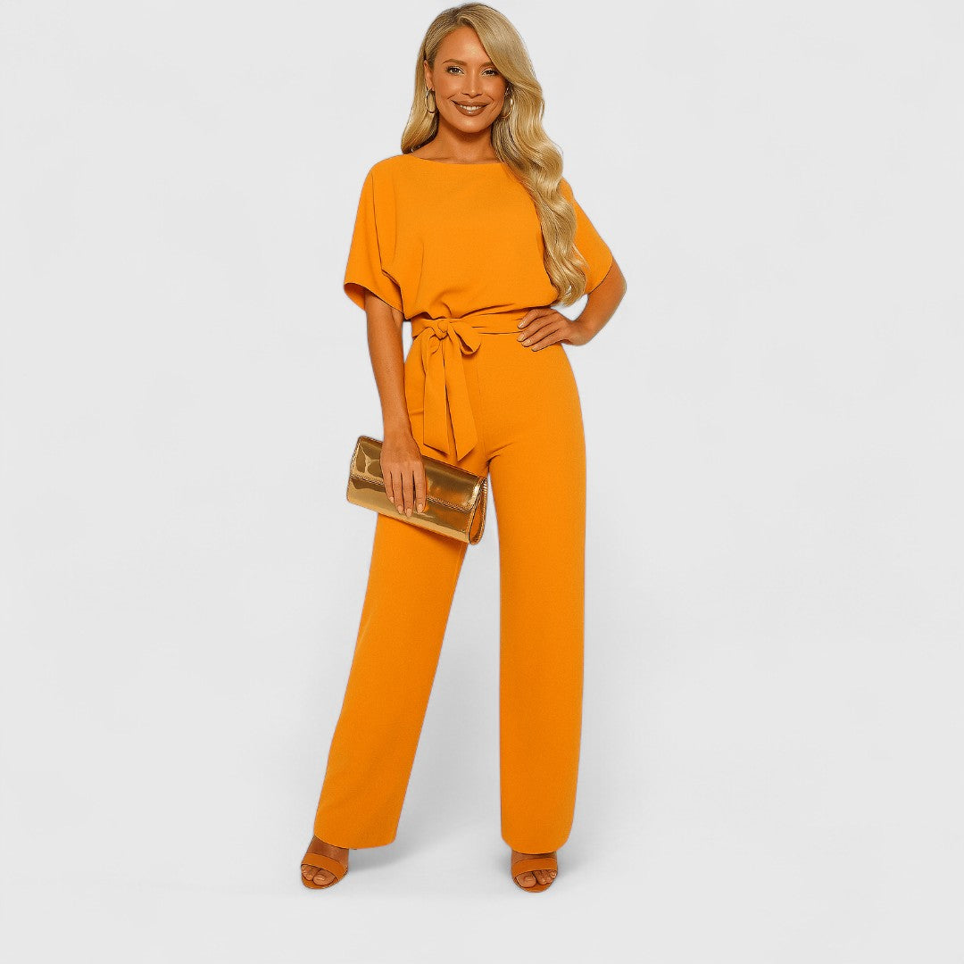 Parthenope Belt Tie Jumpsuit For Office And Evening Wear
