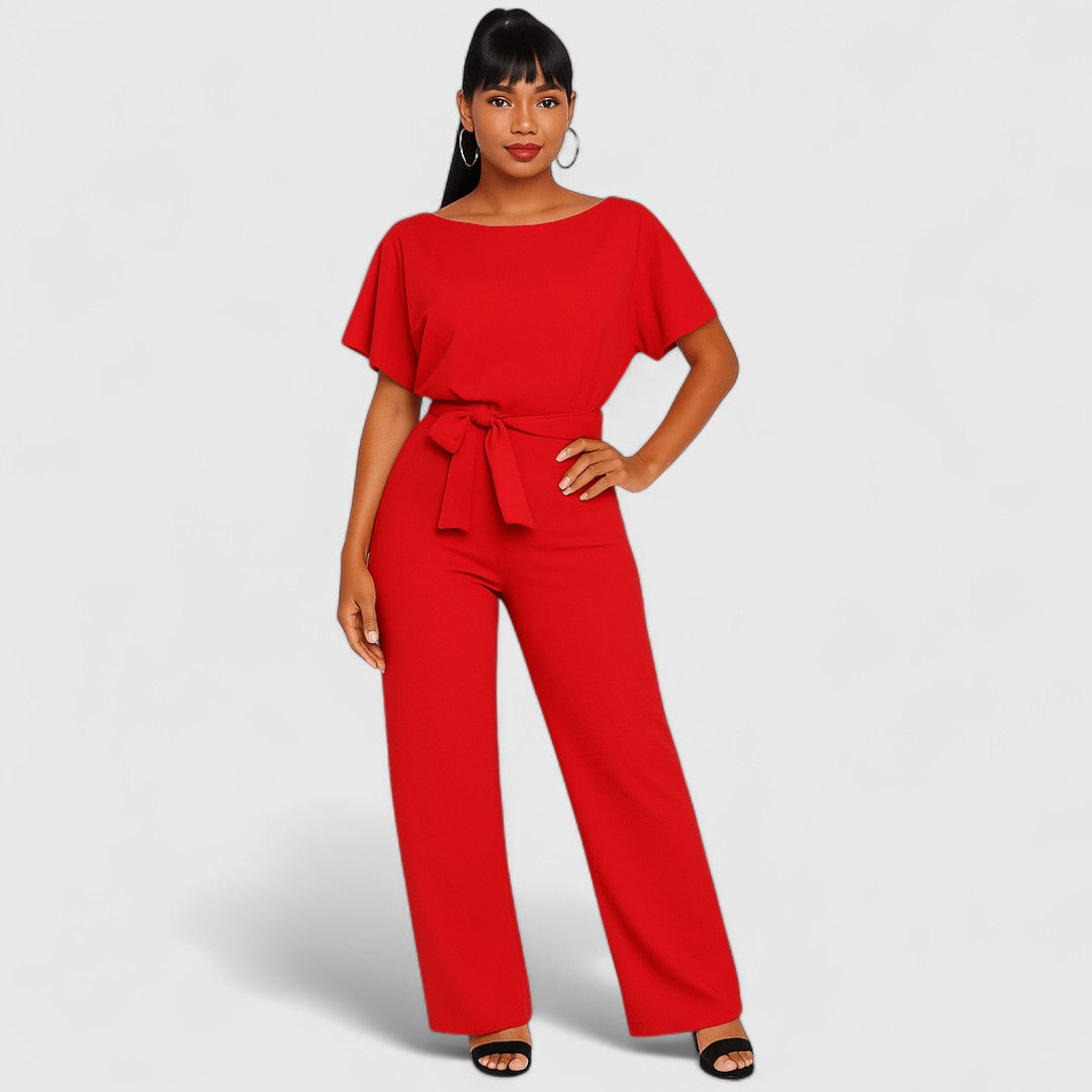 Parthenope Belt Tie Jumpsuit For Office And Evening Wear