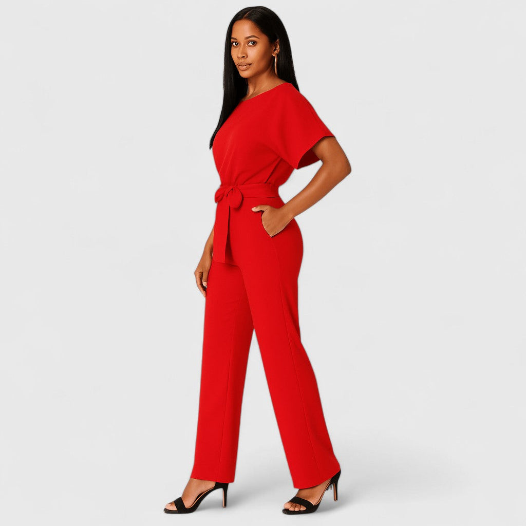 Parthenope Belt Tie Jumpsuit For Office And Evening Wear