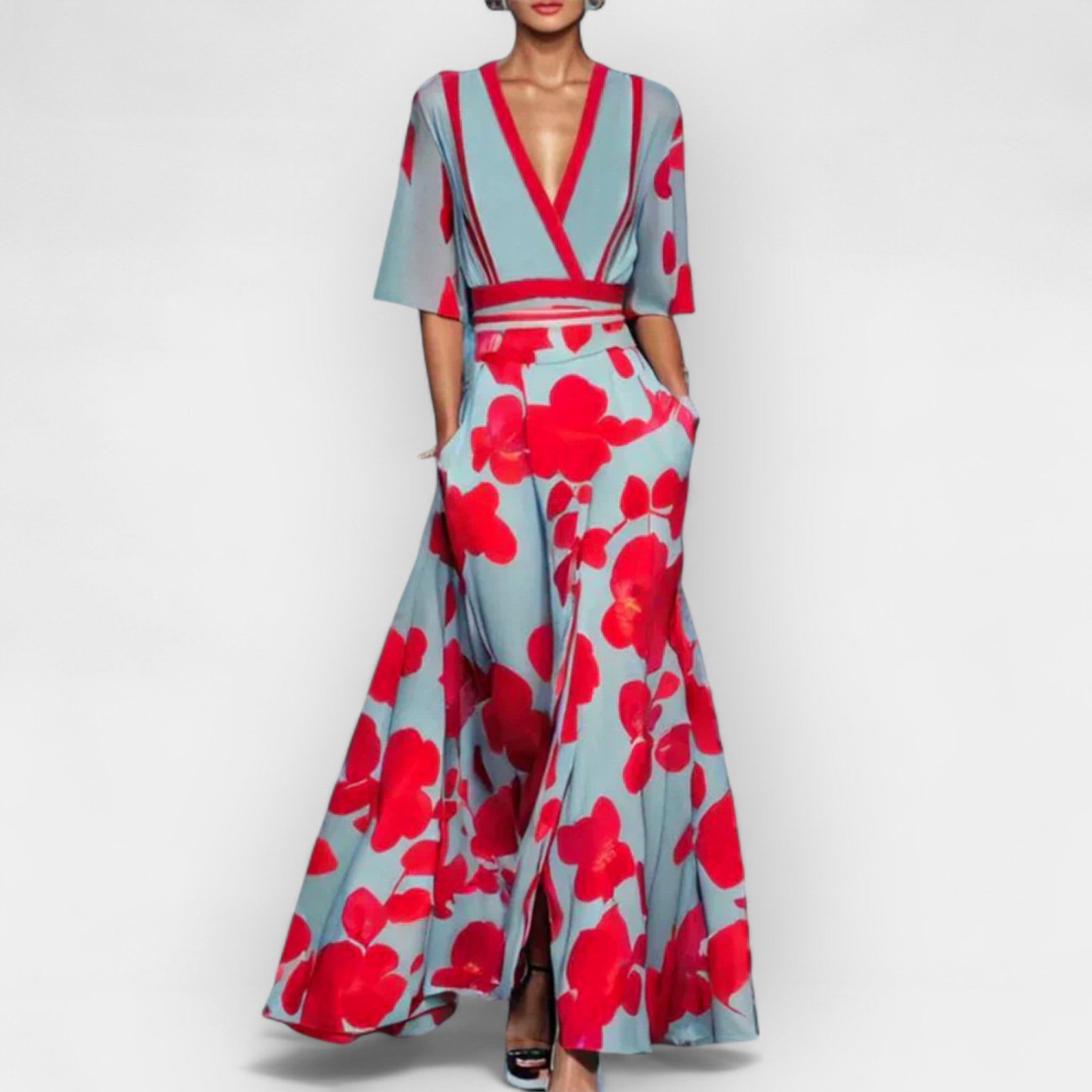 Floral Maxi Dress With A Line Silhouette Romantic Elegant