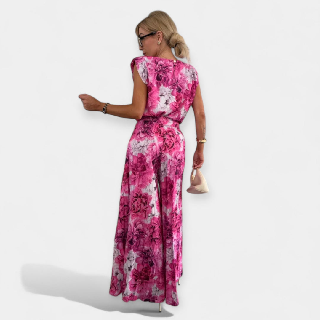 Summer Set With V Neck Top And Airy Trousers For Summer