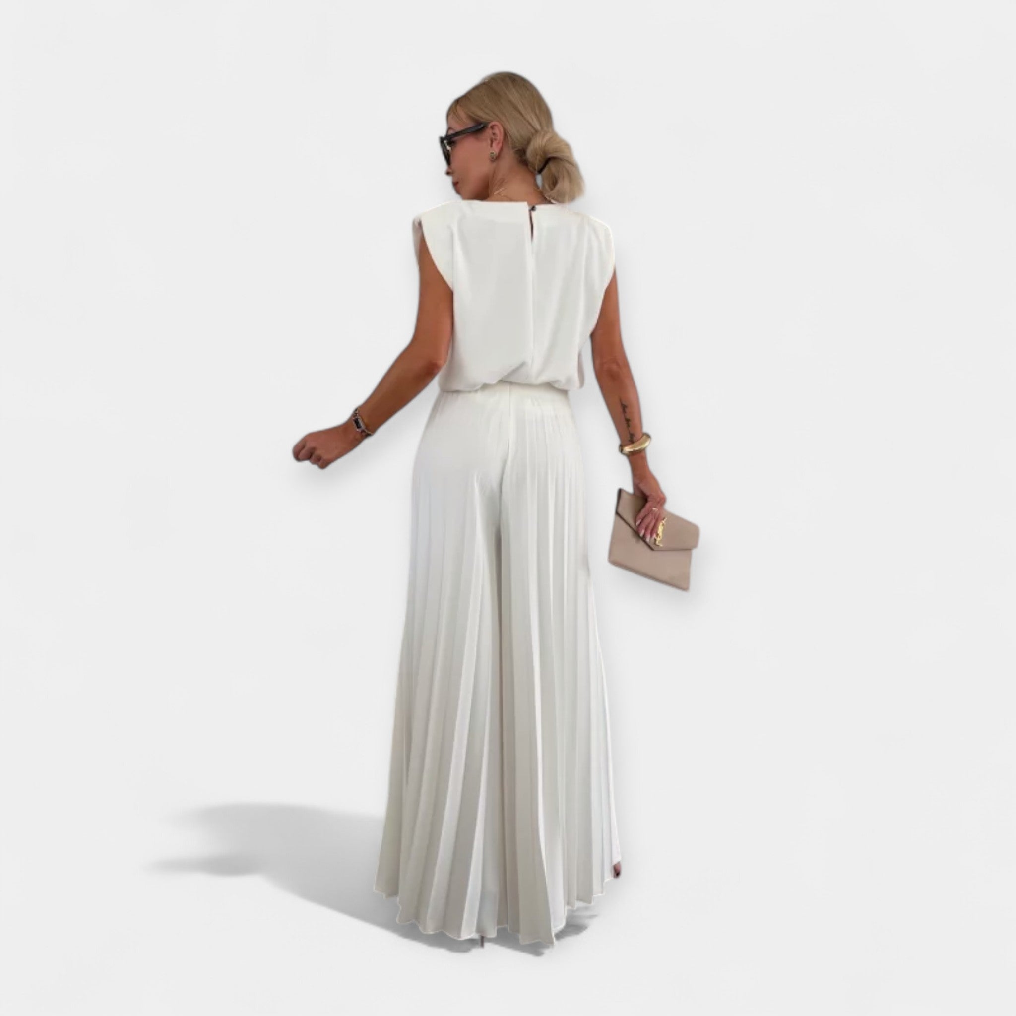 Summer Set With V Neck Top And Airy Trousers For Summer