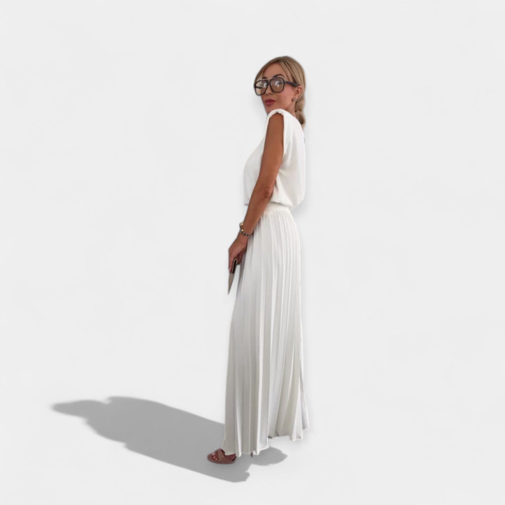 Summer Set With V Neck Top And Airy Trousers For Summer