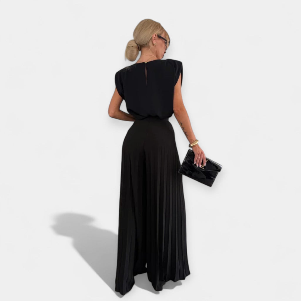 Summer Set With V Neck Top And Airy Trousers For Summer