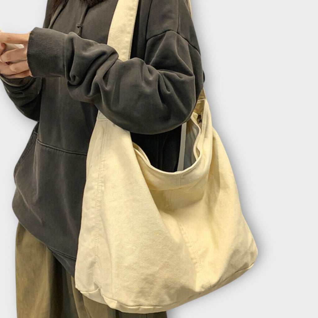 Relaxed Canvas Shoulder Bag For Women With Adjustable Strap