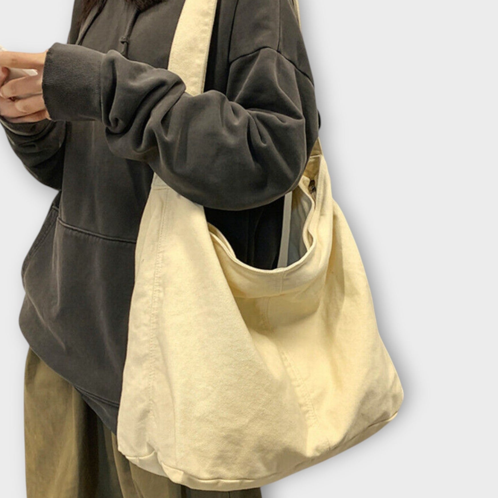 Relaxed Canvas Shoulder Bag For Women With Adjustable Strap