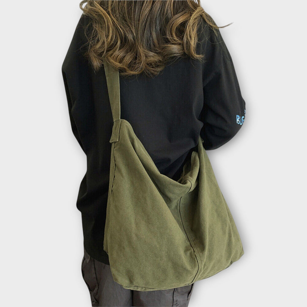 Relaxed Canvas Shoulder Bag For Women With Adjustable Strap