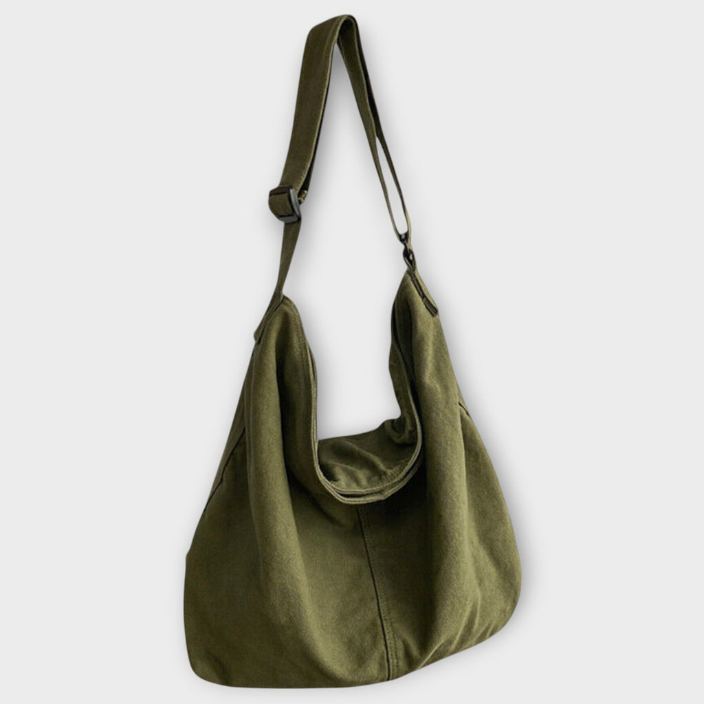 Relaxed Canvas Shoulder Bag For Women With Adjustable Strap