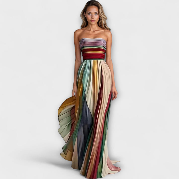 Summer Multicoloured Pattern Dress With Breathable Fabric