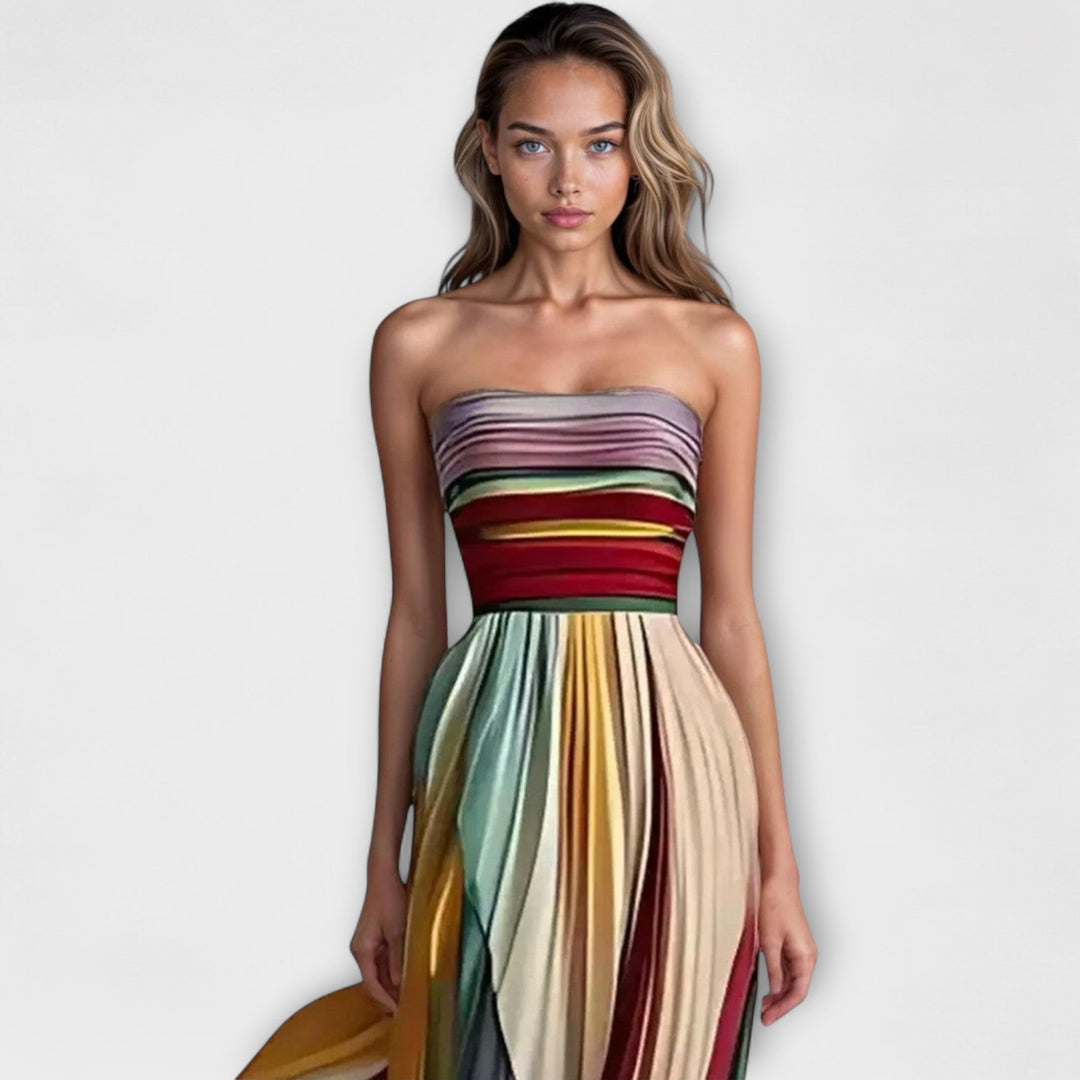 Summer Multicoloured Pattern Dress With Breathable Fabric