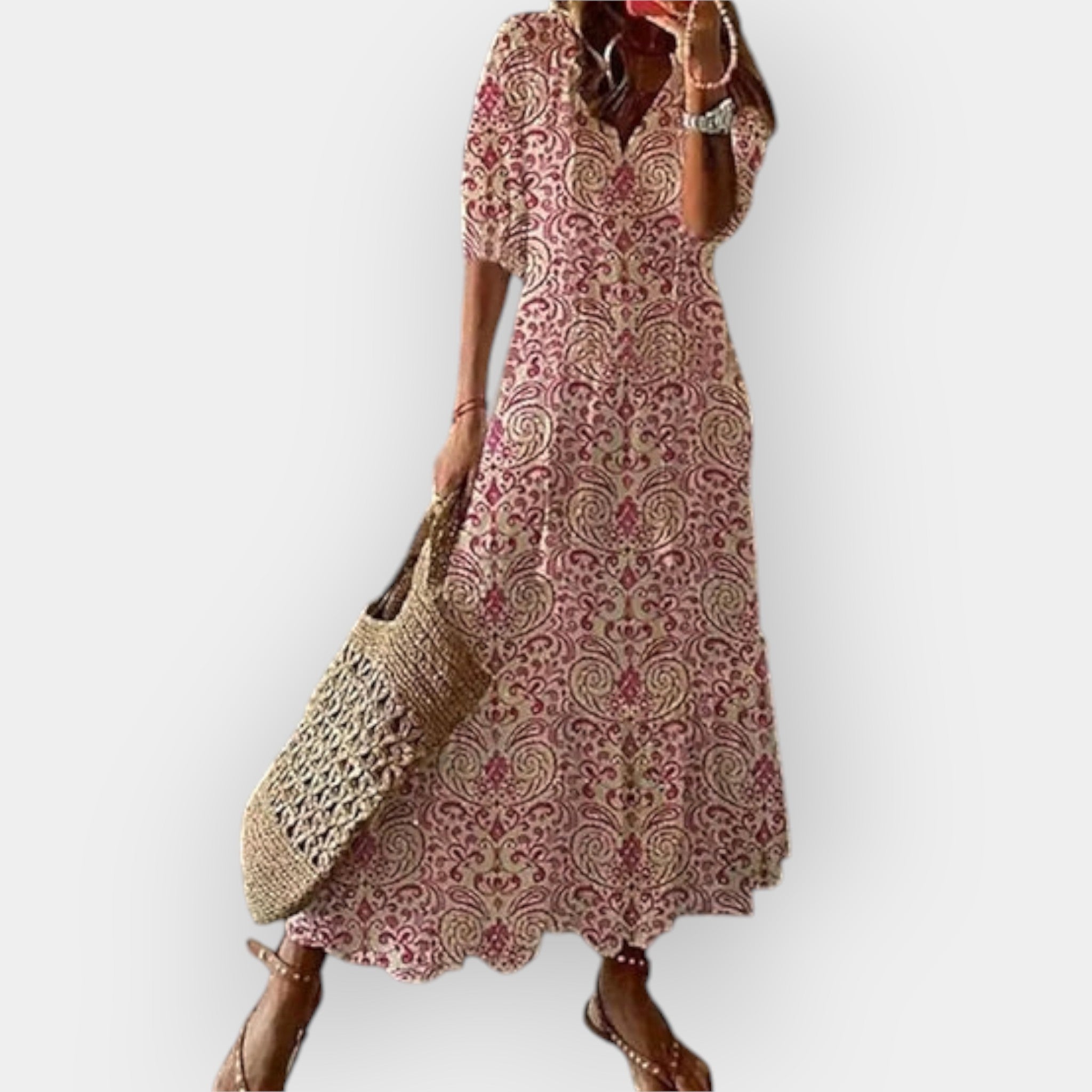 Bohemian Maxi Dress With Flowing Fit And Lightweight Fabric