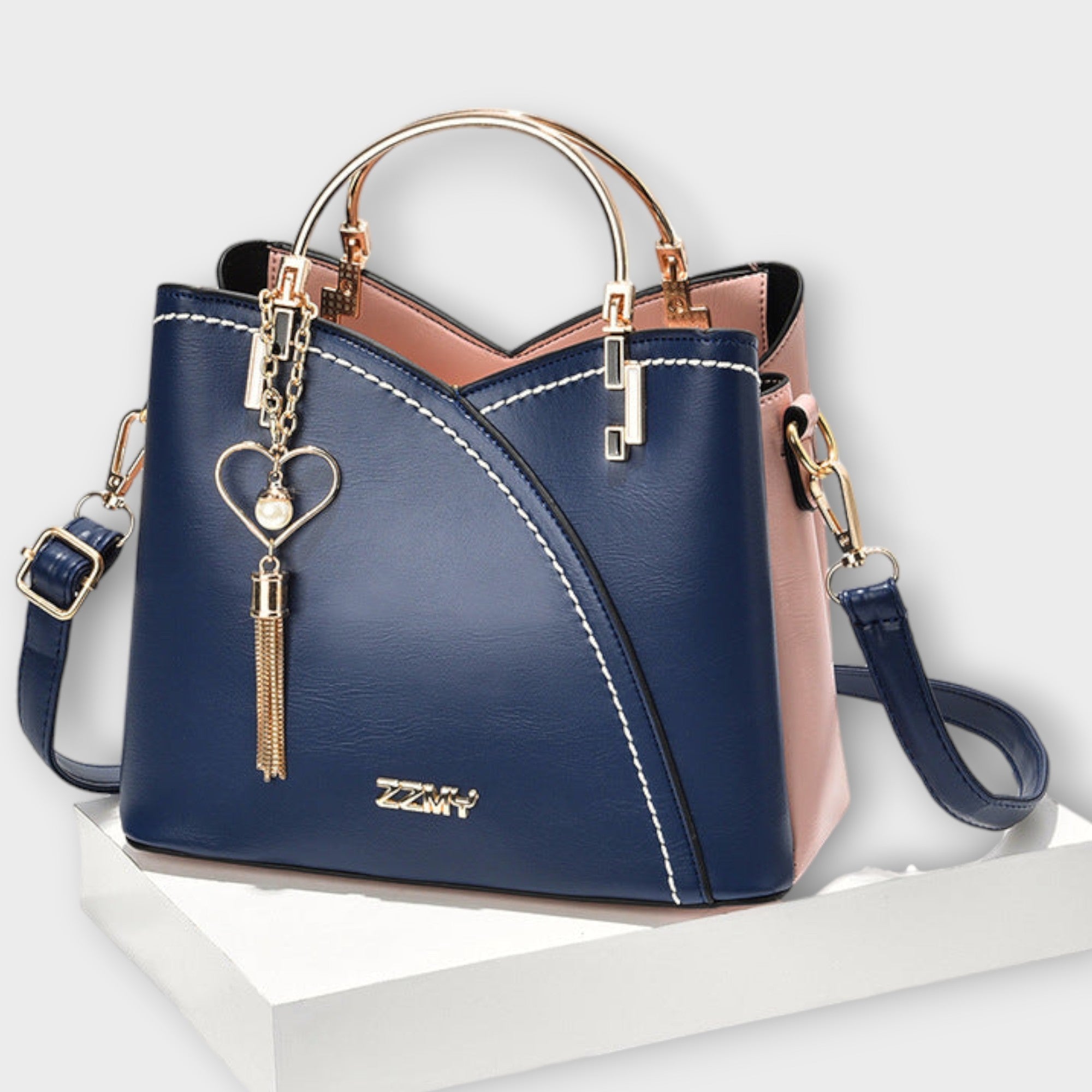 Luxe Handbag With Gold Detailing For Day To Night Use